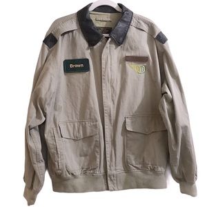 Cockpit Bomber Military Flight Jacket Forever Twill Aviator Cotton Leather Large